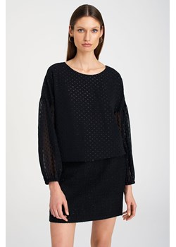 Czarna bluzka damska z ozdobnymi rękawami ze sklepu 5.10.15 w kategorii Bluzki damskie - zdjęcie 169722736
