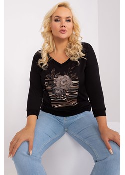 Bluzka plus size z kwiatowym printem czarny ze sklepu 5.10.15 w kategorii Bluzki damskie - zdjęcie 169722796