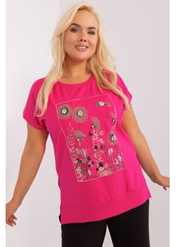 Fuksjowa damska bluzka plus size z aplikacją ze sklepu 5.10.15 w kategorii Bluzki damskie - zdjęcie 169722828