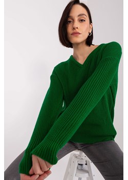 Damski sweter oversize z wełną ciemny zielony ze sklepu 5.10.15 w kategorii Swetry damskie - zdjęcie 169722885