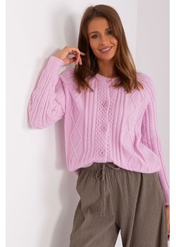 Liliowy sweter rozpinany w warkocze ze sklepu 5.10.15 w kategorii Swetry damskie - zdjęcie 169723039