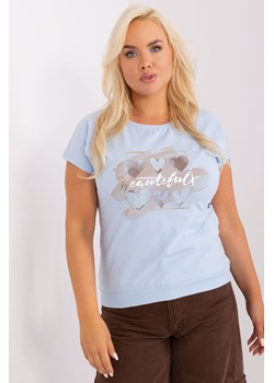 Jasnoniebieska bluzka plus size z nadrukiem ze sklepu 5.10.15 w kategorii Bluzki damskie - zdjęcie 169723068