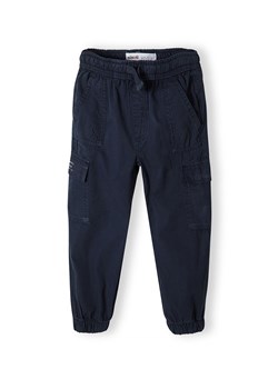 Granatowe bawełniane spodnie bojówki niemowlęce ze ściągaczem ze sklepu 5.10.15 w kategorii Spodnie i półśpiochy - zdjęcie 169723158