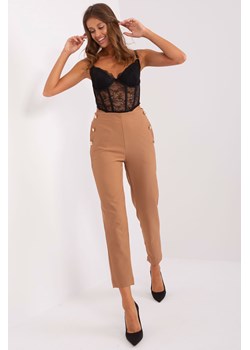 Brązowe eleganckie spodnie z kieszeniami OCH BELLA ze sklepu 5.10.15 w kategorii Spodnie damskie - zdjęcie 169723175