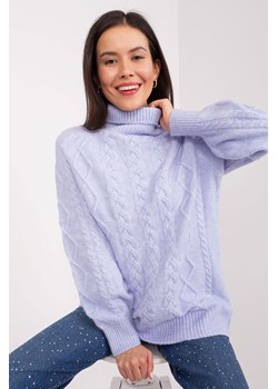 Damski sweter z warkoczami jasny fioletowy ze sklepu 5.10.15 w kategorii Swetry damskie - zdjęcie 169723219