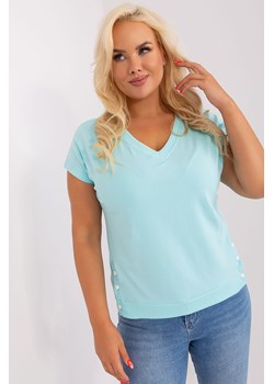 Miętowa bluzka plus size z krótkim rękawem ze sklepu 5.10.15 w kategorii Bluzki damskie - zdjęcie 169723347