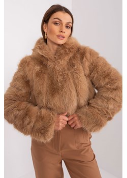 Krótka kurtka ze sztucznego futra camelowy ze sklepu 5.10.15 w kategorii Futra damskie - zdjęcie 169723478