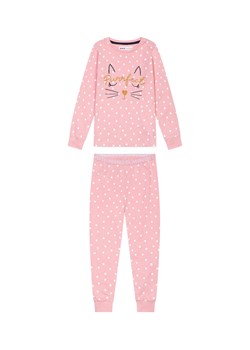 Piżama niemowlęca z długim rękawem różowa z kotkiem ze sklepu 5.10.15 w kategorii Piżamy dziecięce - zdjęcie 169723589
