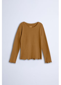 Brązowa prążkowana bluzka dziewczęca z długim rękawem - Limited Edition ze sklepu 5.10.15 w kategorii Bluzki dziewczęce - zdjęcie 169723598