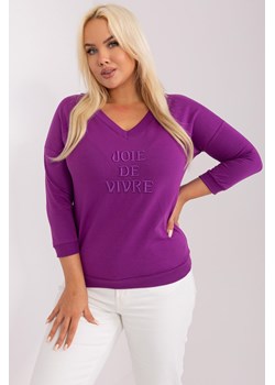 Bluzka plus size z dekoltem v z bawełny ciemny fioletowy ze sklepu 5.10.15 w kategorii Bluzki damskie - zdjęcie 169723758