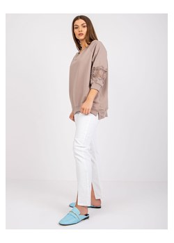 Bluzka damska z koronkową wstawką na rękawach - beżowa ze sklepu 5.10.15 w kategorii Bluzki damskie - zdjęcie 169723917