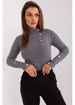 Prążkowany sweter z wiskozą ciemny szary ze sklepu 5.10.15 w kategorii Swetry damskie - zdjęcie 169724045