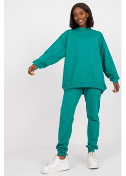 Ciemnozielona bluza basic bez kaptura z bawełny ze sklepu 5.10.15 w kategorii Bluzy damskie - zdjęcie 169724096