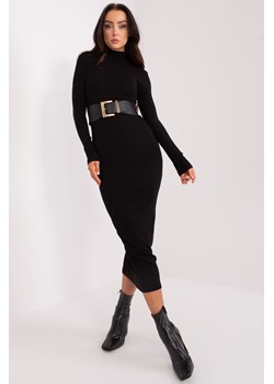 Dopasowana sukienka z paskiem czarny ze sklepu 5.10.15 w kategorii Sukienki - zdjęcie 169724148