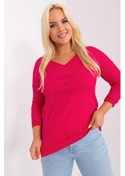 Bluzka plus size z dekoltem v z bawełny czerwony ze sklepu 5.10.15 w kategorii Bluzki damskie - zdjęcie 169724166