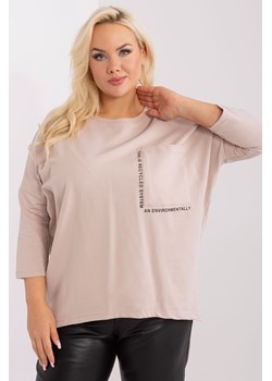 Damska bluzka plus size z dłuższym tyłem beżowy ze sklepu 5.10.15 w kategorii Bluzki damskie - zdjęcie 169724206