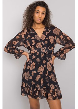 Czarno-camelowa sukienka z falbaną Loriella ze sklepu 5.10.15 w kategorii Sukienki - zdjęcie 169724288