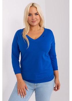 Gładka bluzka plus size basic kobaltowy ze sklepu 5.10.15 w kategorii Bluzki damskie - zdjęcie 169724289