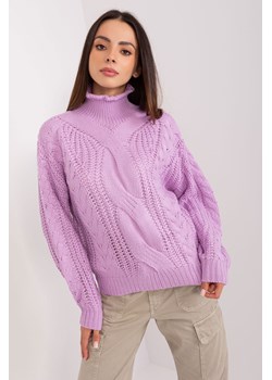 Jasnofioletowy sweter oversize z bufiastym rękawem ze sklepu 5.10.15 w kategorii Swetry damskie - zdjęcie 169724499