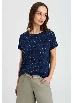 T-shirt damski w kropki granatowy ze sklepu 5.10.15 w kategorii Bluzki damskie - zdjęcie 169724746