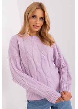 Jasnofioletowy sweter w warkocze z długim rękawem ze sklepu 5.10.15 w kategorii Swetry damskie - zdjęcie 169724858