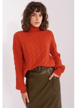 Pomarańczowy sweter golf z warkoczami ze sklepu 5.10.15 w kategorii Swetry damskie - zdjęcie 169724896