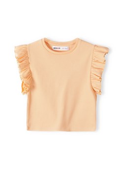 Dziewczęca bluzka z krótkim rękawem i falbanką- pomarańczowa ze sklepu 5.10.15 w kategorii Bluzki dziewczęce - zdjęcie 169724968