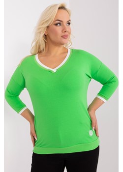 Gładka bluzka plus size ze ściągaczami jasny zielony ze sklepu 5.10.15 w kategorii Bluzki damskie - zdjęcie 169725016