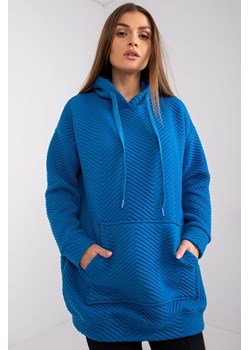 Bawełniana pikowana bluza z kapturem - ciemny niebieski ze sklepu 5.10.15 w kategorii Bluzy damskie - zdjęcie 169725156