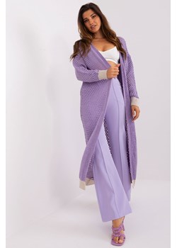 Jasnofioletowy ażurowy kardigan z wełną ze sklepu 5.10.15 w kategorii Swetry damskie - zdjęcie 169725229