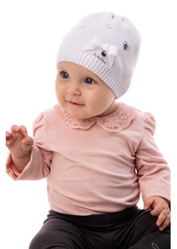 Czapka niemowlęca bawełniana biała w serduszka ze sklepu 5.10.15 w kategorii Czapki dziecięce - zdjęcie 169725315