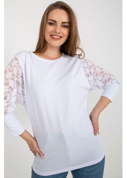 Biała bluzka z koronką na rękawach Hawana RUE PARIS ze sklepu 5.10.15 w kategorii Bluzki damskie - zdjęcie 169725406
