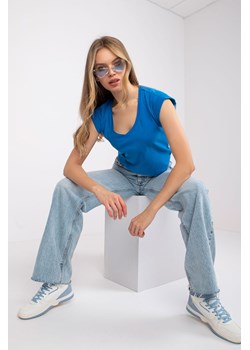 Gładki t-shirt bawełniany damski - niebieski ze sklepu 5.10.15 w kategorii Bluzki damskie - zdjęcie 169725509