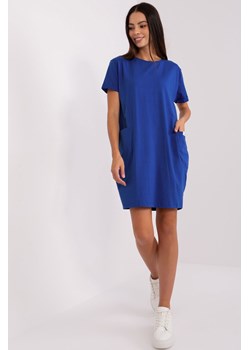 Kobaltowa dresowa sukienka basic do kolana ze sklepu 5.10.15 w kategorii Sukienki - zdjęcie 169725518