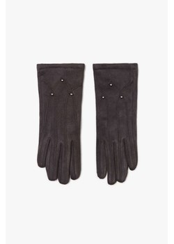 Grafitowe rękawiczki damskie zamszowe z dżetami ze sklepu 5.10.15 w kategorii Rękawiczki damskie - zdjęcie 169725557