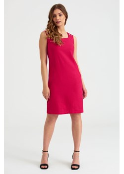 Lniana Różowa gładka sukienka damska na ramiączka ze sklepu 5.10.15 w kategorii Sukienki - zdjęcie 169725699