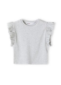 Dziewczęca bluzka z krótkim rękawem i falbanką- szara ze sklepu 5.10.15 w kategorii Bluzki dziewczęce - zdjęcie 169725728