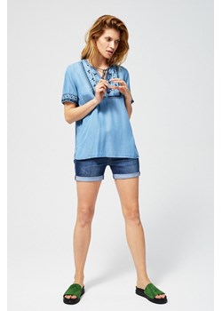 Koszula damska z haftem i frędzlami niebieska ze sklepu 5.10.15 w kategorii Bluzki damskie - zdjęcie 169725729