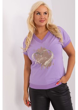 Jasnofioletowa bluzka plus size z nadrukiem ze sklepu 5.10.15 w kategorii Bluzki damskie - zdjęcie 169725986