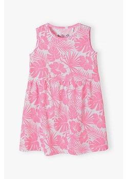 Bawełniana sukienka niemowlęca w różowe roślinne wzory ze sklepu 5.10.15 w kategorii Sukienki niemowlęce - zdjęcie 169725999