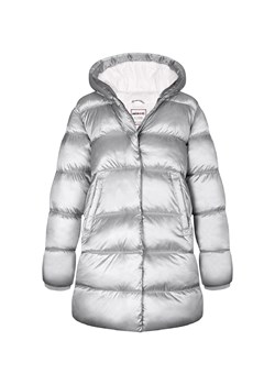 Ciepły niemowlęcy płaszcz pikowany typu puffer z kapturem- srebrny ze sklepu 5.10.15 w kategorii Kombinezony i kurtki - zdjęcie 169726045