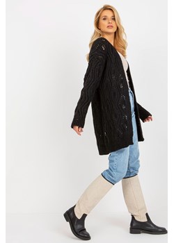 Czarny damski ażurowy kardigan bez zapięcia ze sklepu 5.10.15 w kategorii Swetry damskie - zdjęcie 169726096