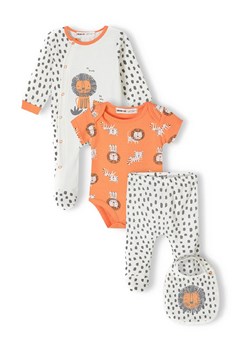 Komplet bawełniany niemowlęcy- pajac + body + półśpiochy + śliniak ze sklepu 5.10.15 w kategorii Komplety niemowlęce - zdjęcie 169726897