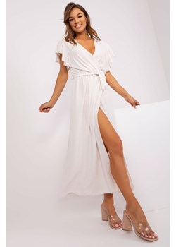 Biała sukienka na lato z krótkim rękawem - długość midi ze sklepu 5.10.15 w kategorii Sukienki - zdjęcie 169726926