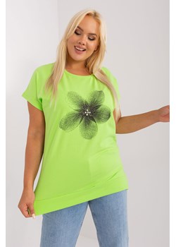 Jasnozielona bluzka plus size z okrągłym dekoltem ze sklepu 5.10.15 w kategorii Bluzki damskie - zdjęcie 169726977