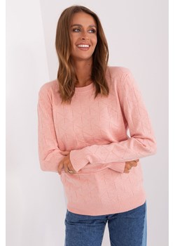 Jasnoróżowy damski sweter klasyczny we wzory ze sklepu 5.10.15 w kategorii Swetry damskie - zdjęcie 169726998