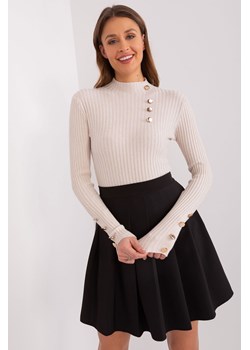 Prążkowany sweter z wiskozą jasny beżowy ze sklepu 5.10.15 w kategorii Swetry damskie - zdjęcie 169727037