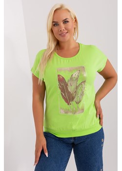 Jasnozielona damska bluzka plus size z nadrukiem ze sklepu 5.10.15 w kategorii Bluzki damskie - zdjęcie 169727289