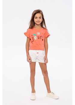 Pomarańczowa koszulka dziewczęca bawełniana z cekinami ze sklepu 5.10.15 w kategorii Bluzki dziewczęce - zdjęcie 169727299
