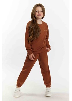 Komplet dresowy dziewczęcy - bluza i spodnie dresowe - brązowy ze sklepu 5.10.15 w kategorii Dresy dziewczęce - zdjęcie 169727317